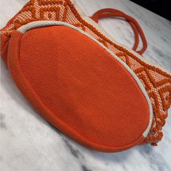 Shade and Shore Beach Bag Large Orange and Cream - Picture 7 of 8